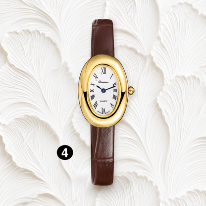 Luxury Oval Leather Women's Watch – Roman Dial Quartz Watch