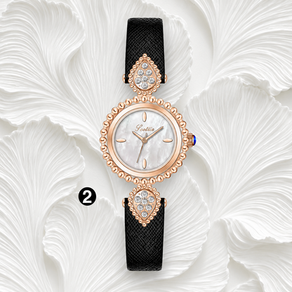 Elegant Vintage Women’s Watch – Luxury Waterproof Quartz with Crystal Details