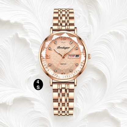 Elegant Rose Gold Women's Watch – Luxury Stainless Steel Quartz