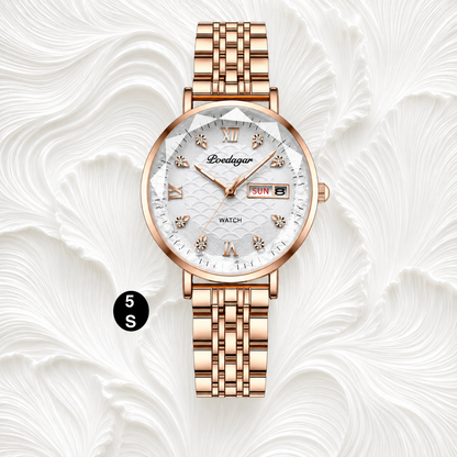 Elegant Rose Gold Women's Watch – Luxury Stainless Steel Quartz
