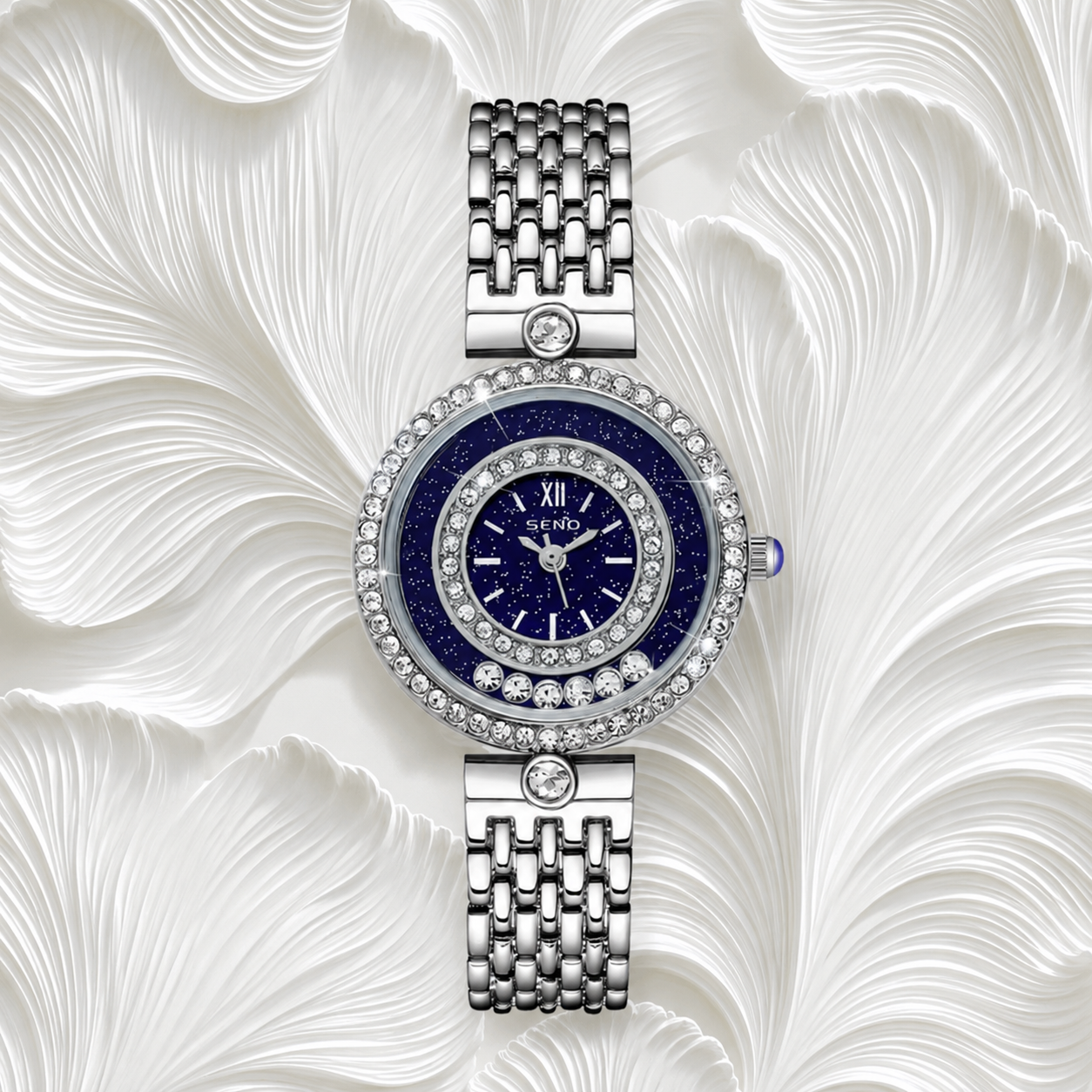 Luxury Crystal Women's Watch – Stainless Steel Quartz Bracelet