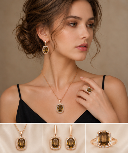 Luxury Statement Zircon Jewelry Set – Elegant Necklace Earrings & Ring