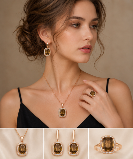 Luxury Statement Zircon Jewelry Set – Elegant Necklace Earrings & Ring