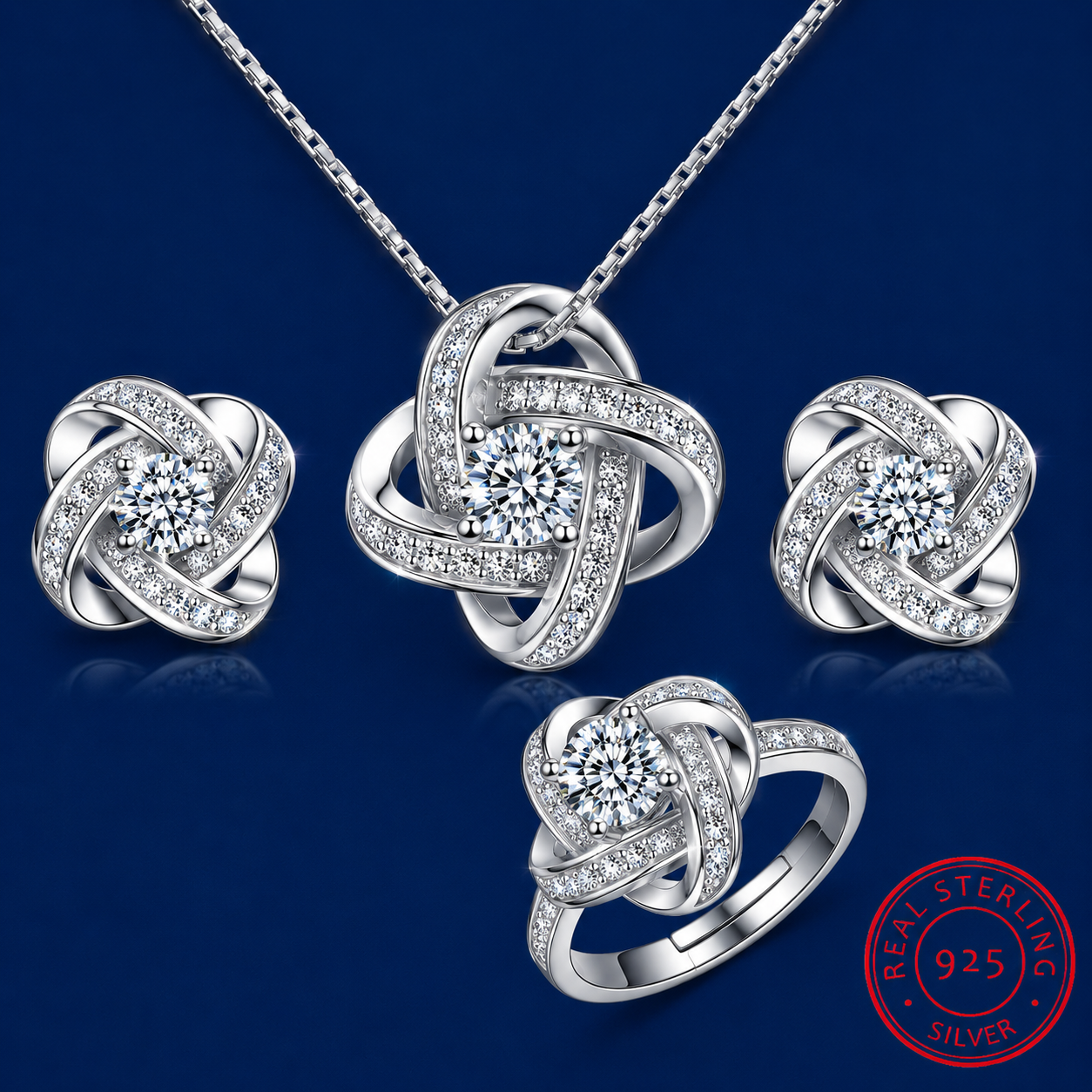 925 Sterling Silver Pendant & Earrings Set - Minimalist Daily Or Evening Jewelry