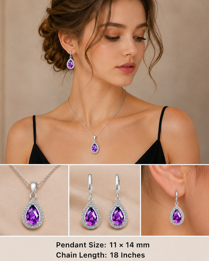 925 Sterling Silver Crystal Jewelry Set – Necklace & Earrings