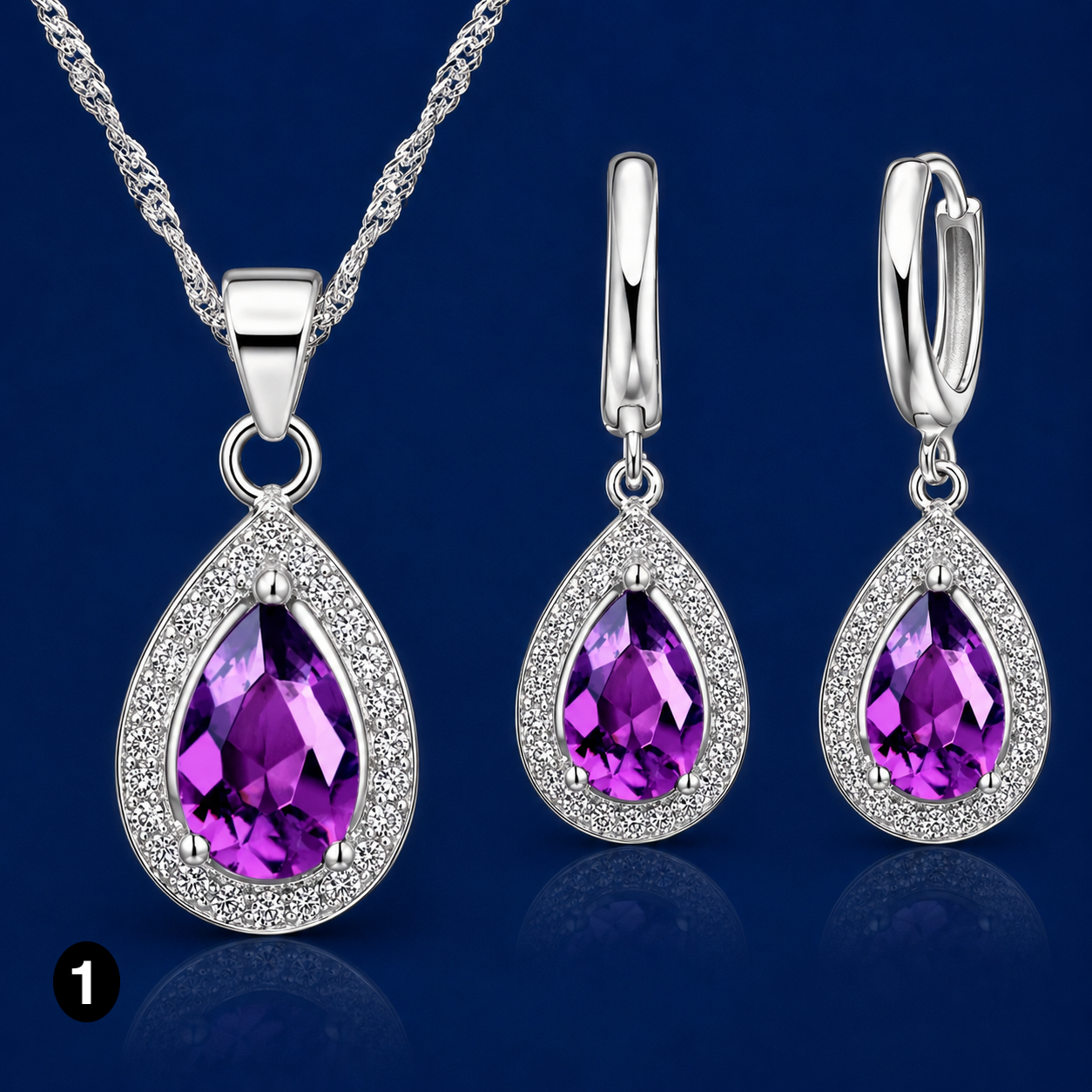 925 Sterling Silver Crystal Jewelry Set – Necklace & Earrings