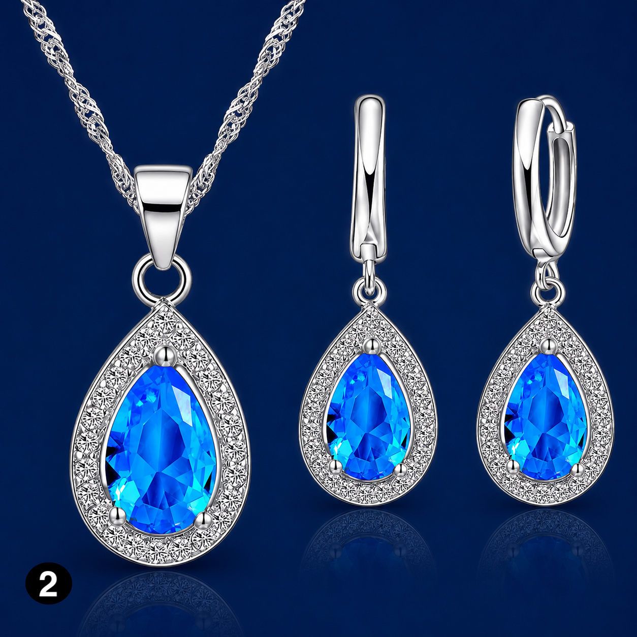925 Sterling Silver Crystal Jewelry Set – Necklace & Earrings