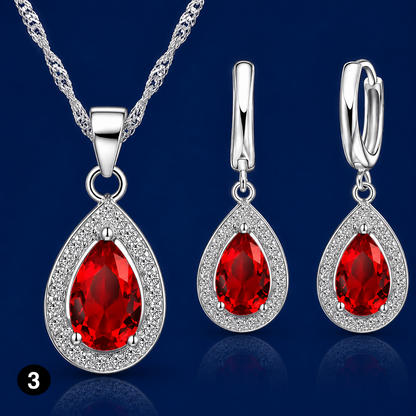 925 Sterling Silver Crystal Jewelry Set – Necklace & Earrings