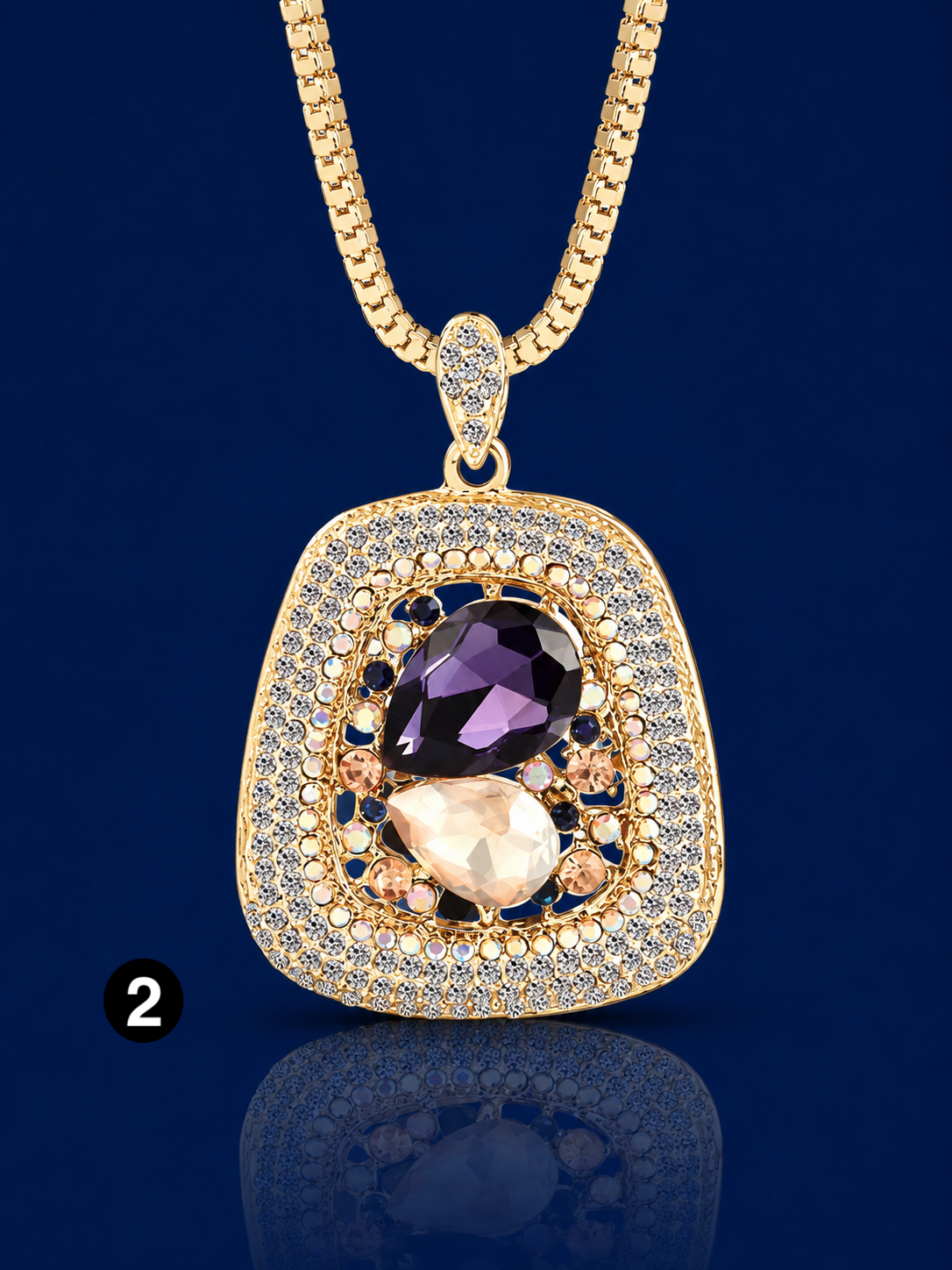 Long Crystal Pendant Necklace