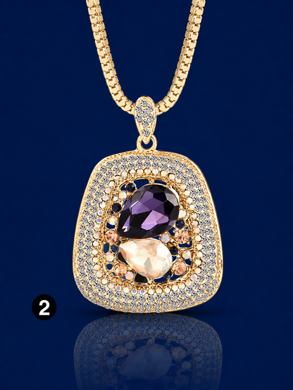 Long Crystal Pendant Necklace