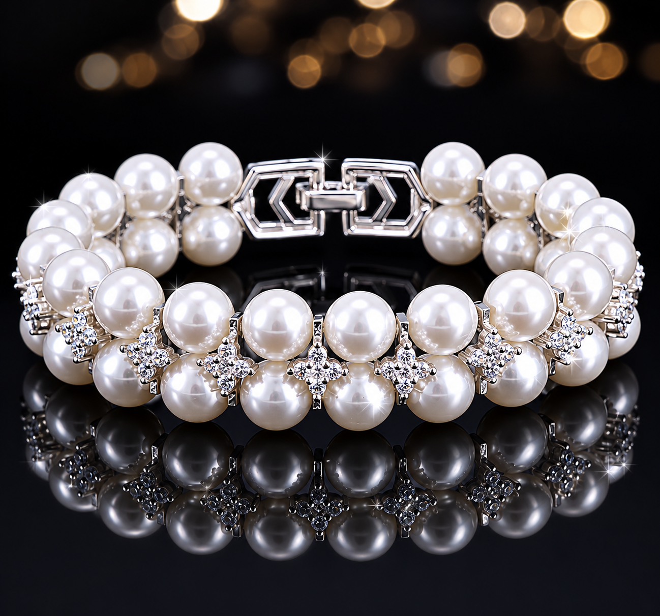 Luxury Pearl Bracelet with Sparkling Crystals – Timeless Elegant Jewelry