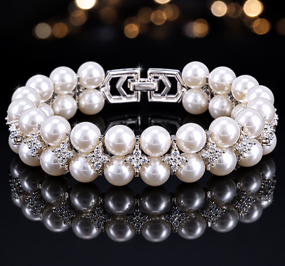 Luxury Pearl Bracelet with Sparkling Crystals – Timeless Elegant Jewelry