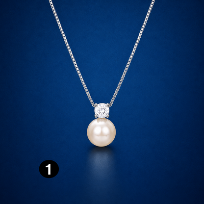 Elegant Pearl Necklace Made of Stainless Steel and Gold-Plated with Zircon