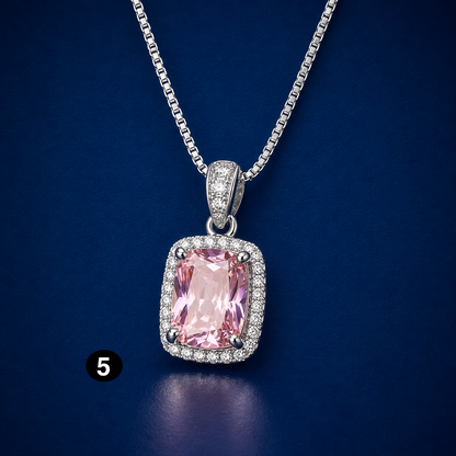 Elegant Cubic Zirconia Pendant Necklace - 925 sterling Silver Chain With Luxury Multi - Color Gemstones for Women