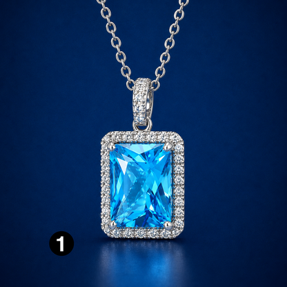 Elegant Cubic Zirconia Pendant Necklace - 925 sterling Silver Chain With Luxury Multi - Color Gemstones for Women