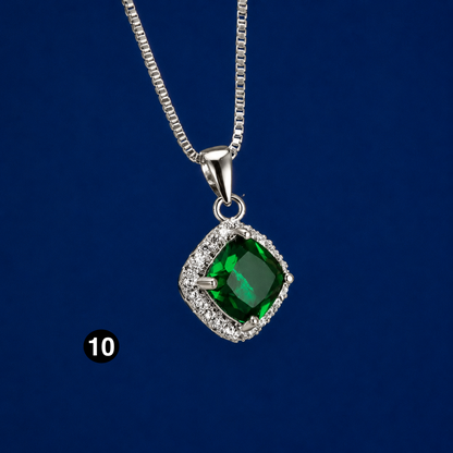 Elegant Cubic Zirconia Pendant Necklace - 925 sterling Silver Chain With Luxury Multi - Color Gemstones for Women