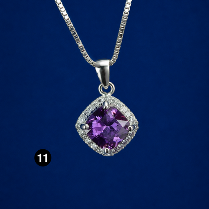 Elegant Cubic Zirconia Pendant Necklace - 925 sterling Silver Chain With Luxury Multi - Color Gemstones for Women