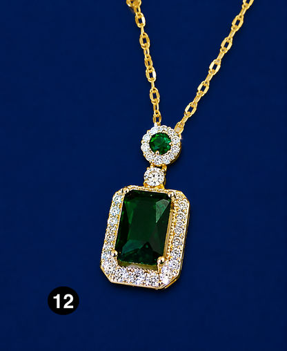 Elegant Cubic Zirconia Pendant Necklace - 925 sterling Silver Chain With Luxury Multi - Color Gemstones for Women