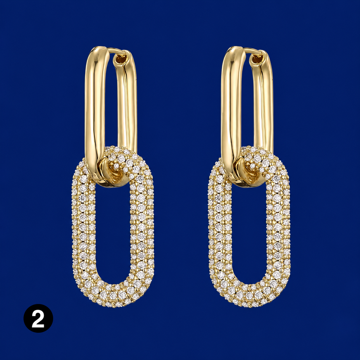 Elegant Gold Oval Zircon Earrings – Timeless Sparkle with a Modern Twist