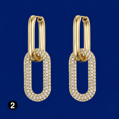 Elegant Gold Oval Zircon Earrings – Timeless Sparkle with a Modern Twist