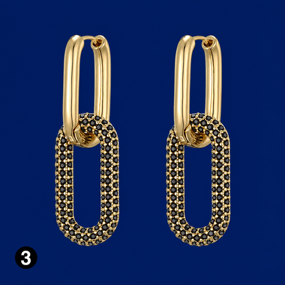 Elegant Gold Oval Zircon Earrings – Timeless Sparkle with a Modern Twist
