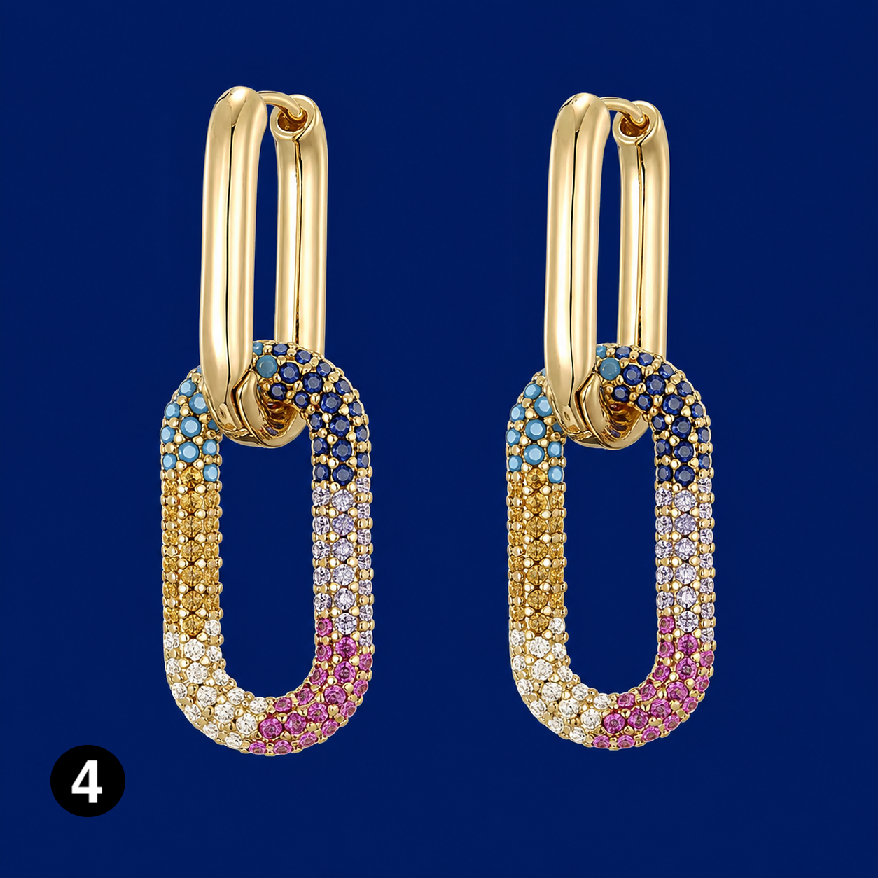 Elegant Gold Oval Zircon Earrings – Timeless Sparkle with a Modern Twist