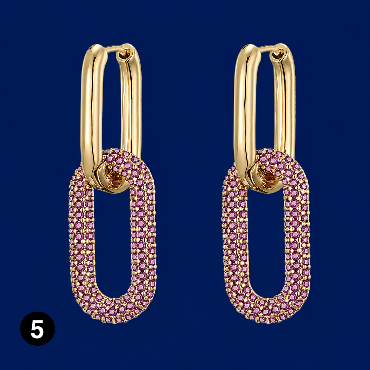 Elegant Gold Oval Zircon Earrings – Timeless Sparkle with a Modern Twist