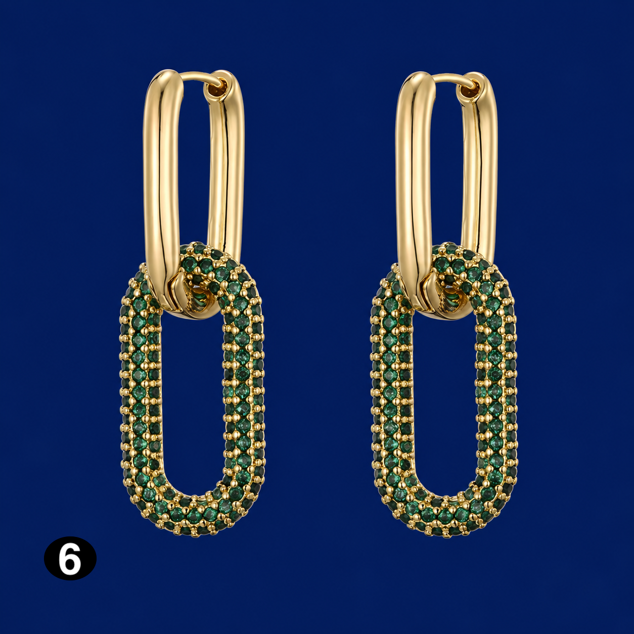 Elegant Gold Oval Zircon Earrings – Timeless Sparkle with a Modern Twist