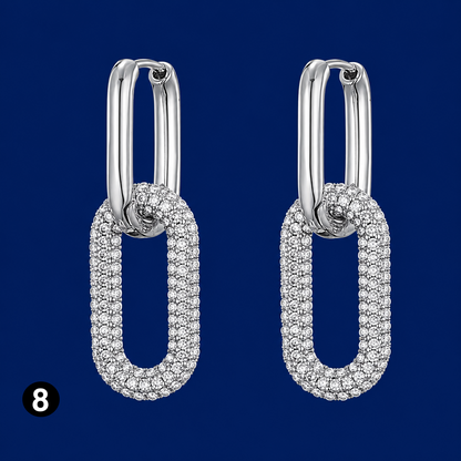 Elegant Gold Oval Zircon Earrings – Timeless Sparkle with a Modern Twist