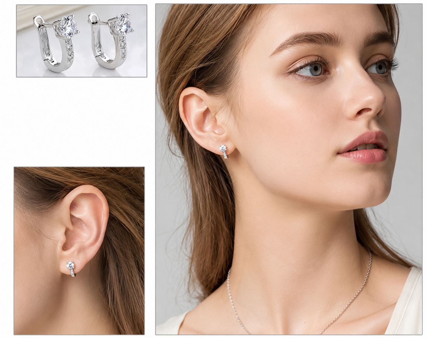 925 Sterling Silver Flower Zircon Earrings for Women