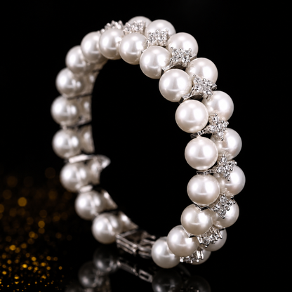 Luxury Pearl Bracelet with Sparkling Crystals – Timeless Elegant Jewelry