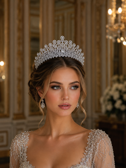 Luxury Zirconia-Encrusted Wedding Tiara