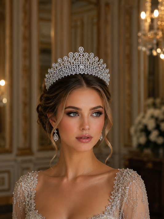 Luxury Zirconia-Encrusted Wedding Tiara