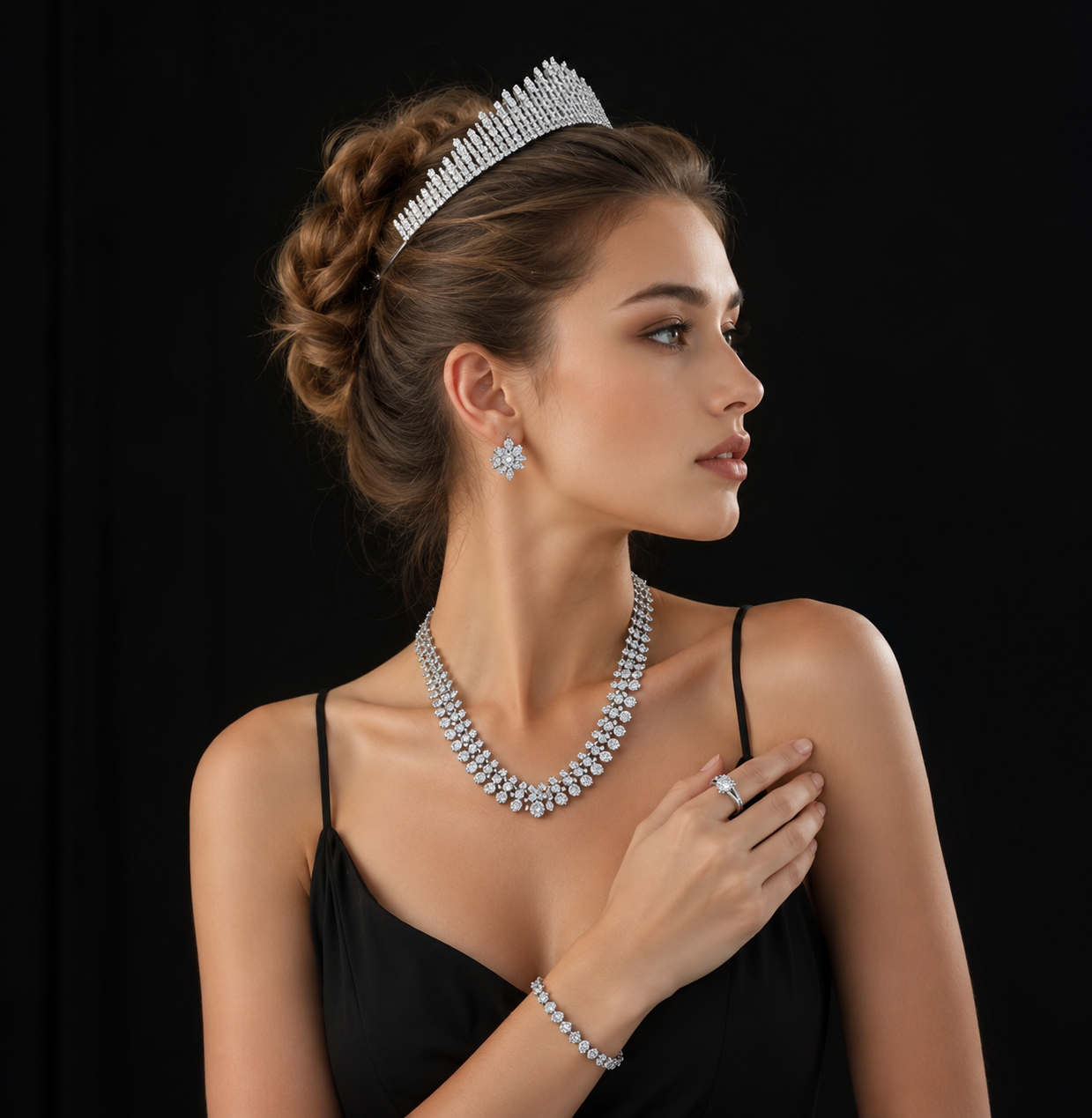 Luxury Silver Crown Tiara for the Bride