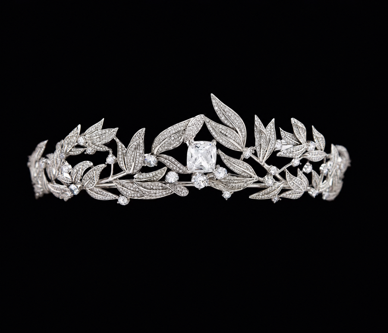 Elegant Crystal Leaf Crown – Luxury Wedding Tiara for Brides