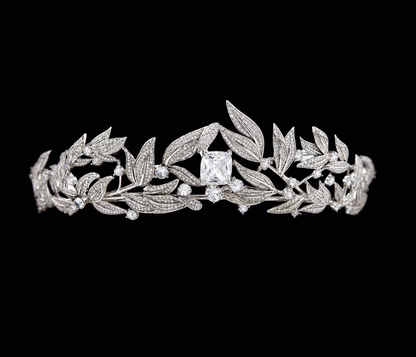 Elegant Crystal Leaf Crown – Luxury Wedding Tiara for Brides