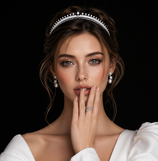 Luxurious Royal Wedding Tiara – Simple & Elegant, Adorned with Zircon Crystals