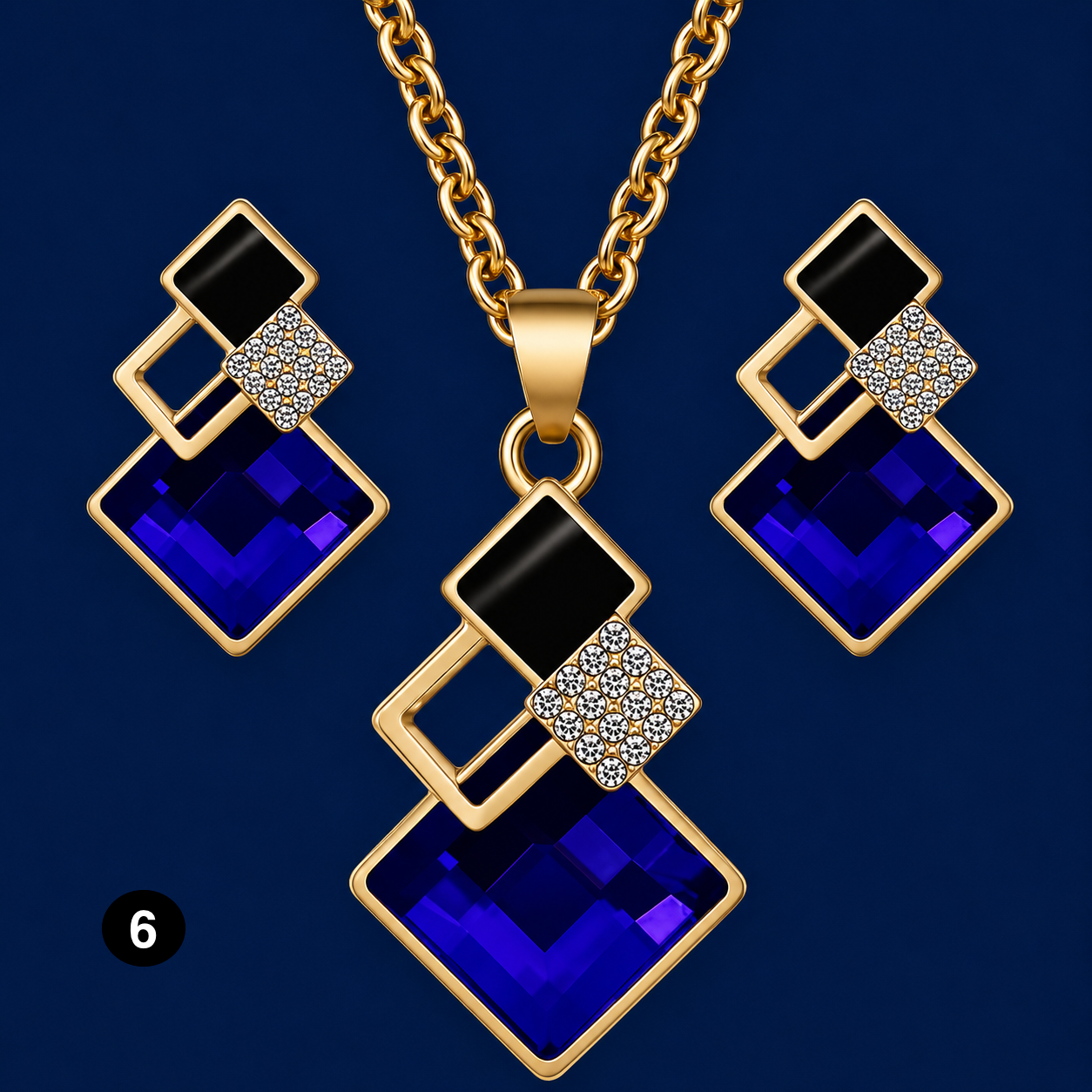 Luxury Geometric Crystal Set – Elegant Necklace & Earrings