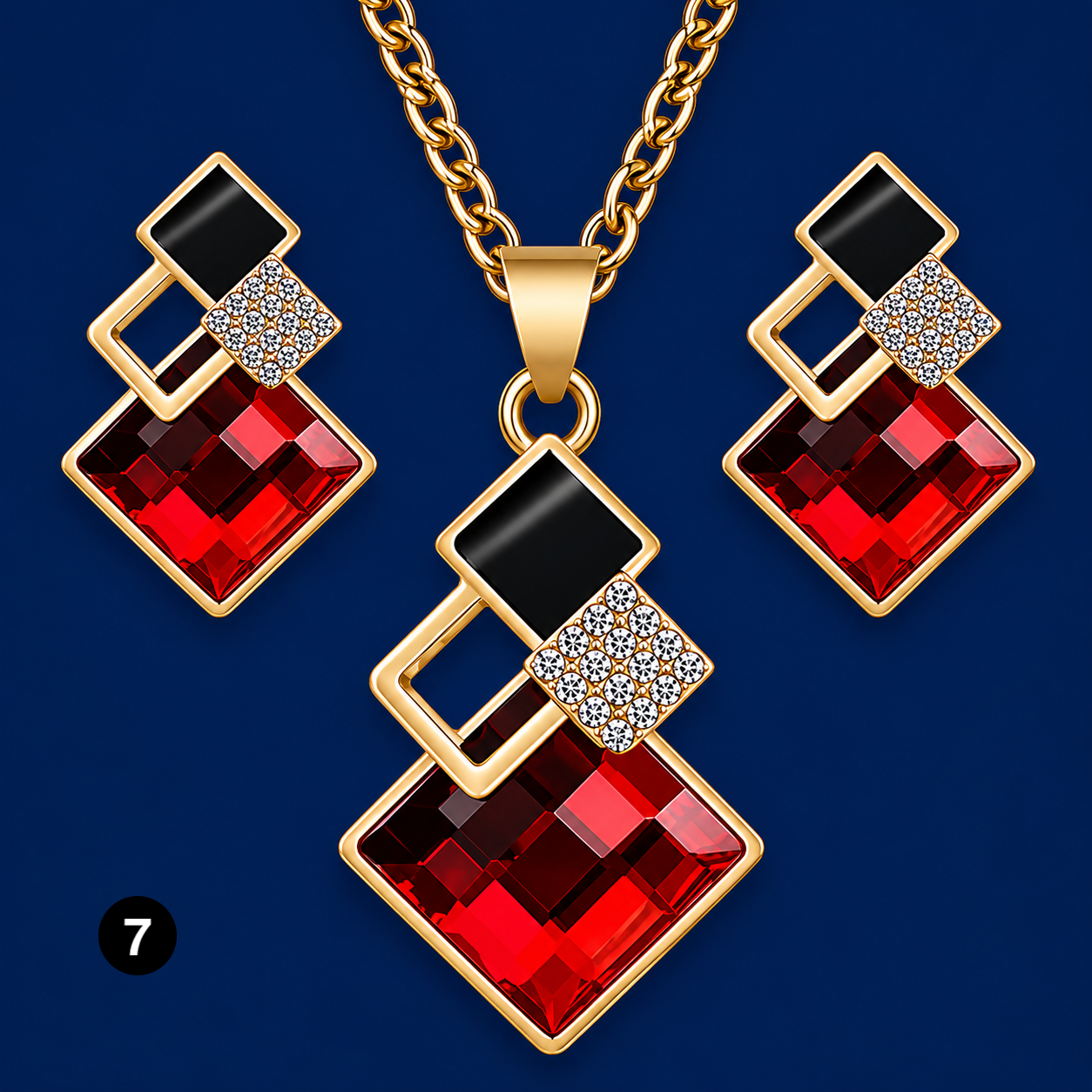 Luxury Geometric Crystal Set – Elegant Necklace & Earrings
