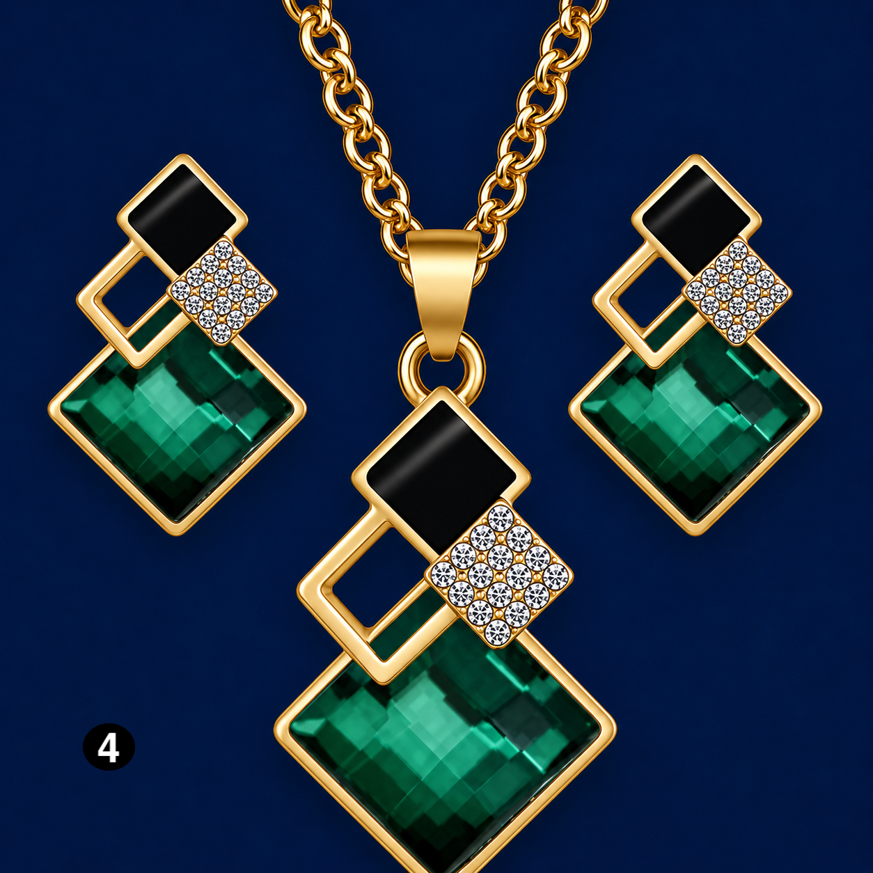 Luxury Geometric Crystal Set – Elegant Necklace & Earrings