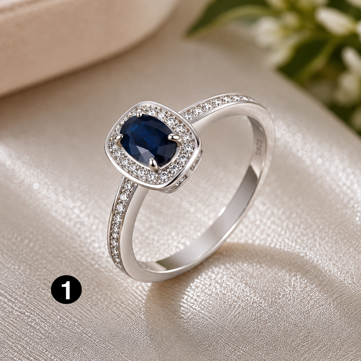 925 Sterling Silver Blue Sapphire Ring – Luxury Engagement Jewelry