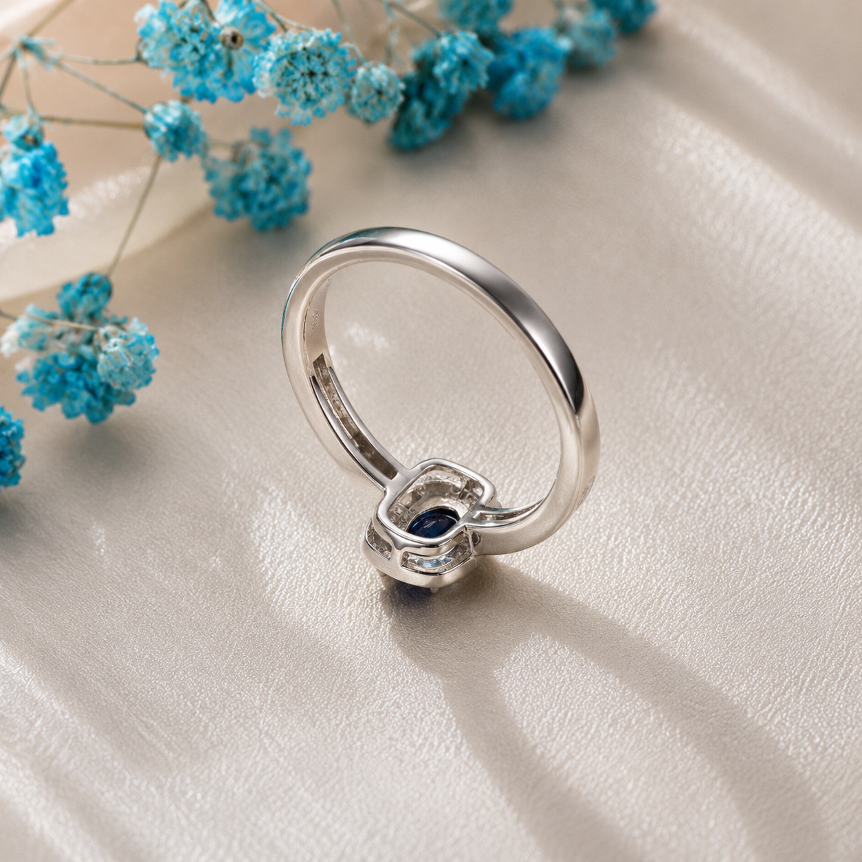 925 Sterling Silver Blue Sapphire Ring – Luxury Engagement Jewelry
