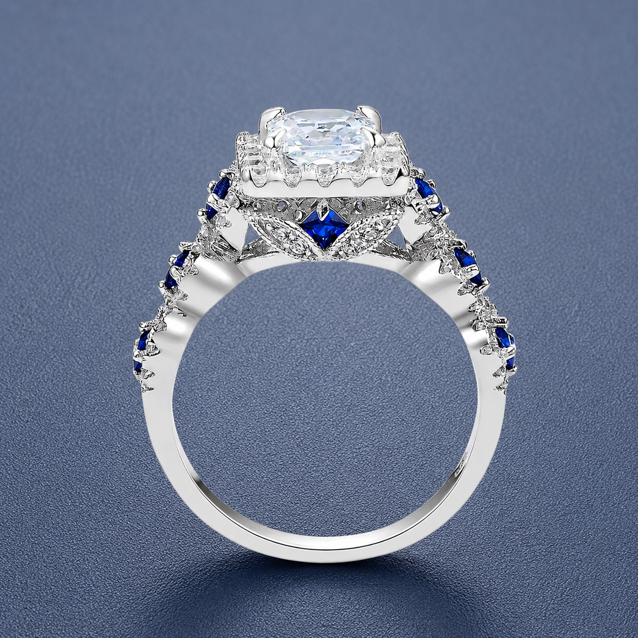 925 Sterling Silver Luxury Blue Stone Ring Set – Sparkling Elegant Jewelry