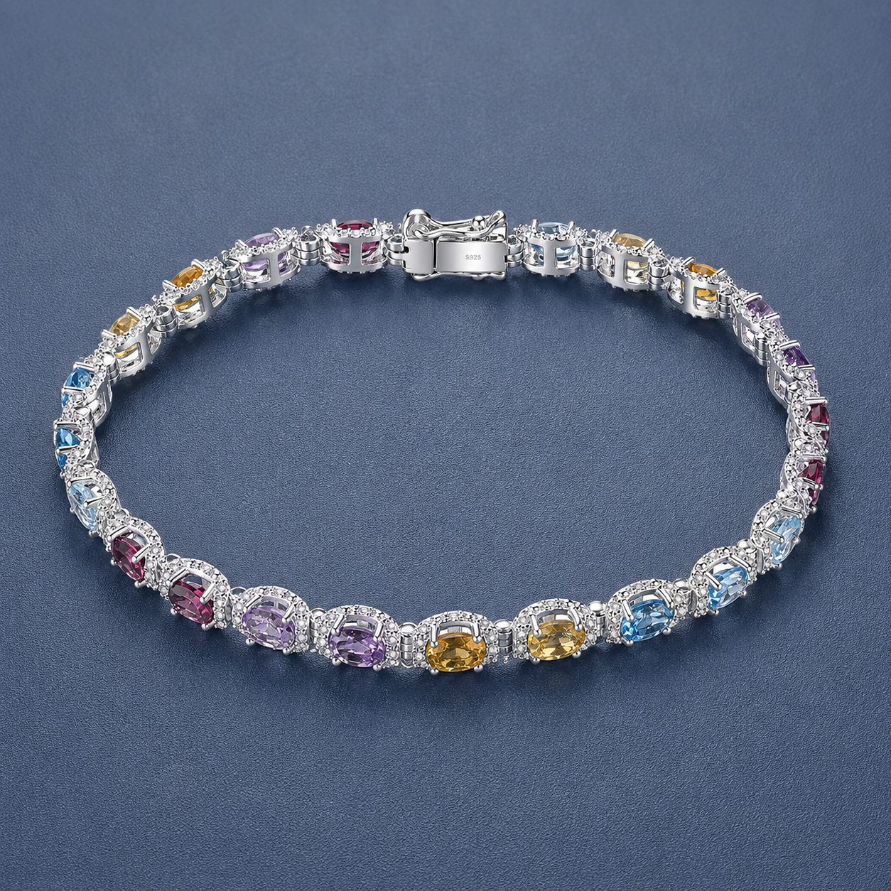 Luxury Sterling Silver Bracelet with Multicolor Gemstones – 8.8 Carats of Sparkling Elegance
