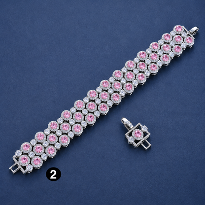Royal Shine Zirconia Bracelet – Wide Sparkle Cuff for Women, Elegant Jewelry for Parties & Occasions