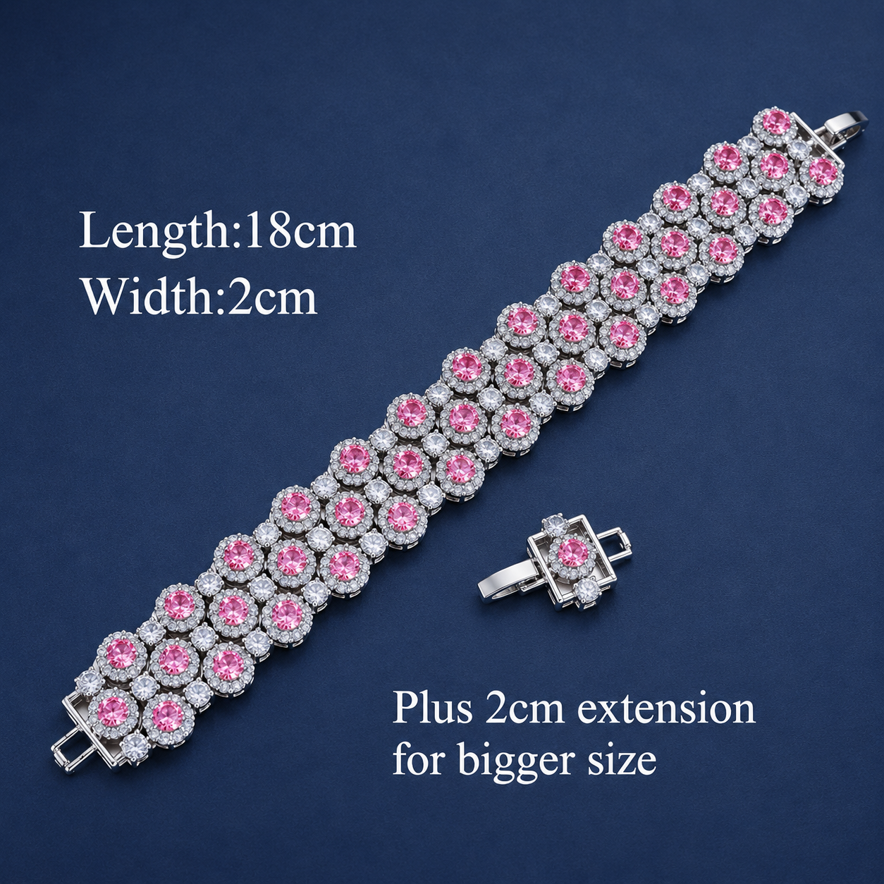 Royal Shine Zirconia Bracelet – Wide Sparkle Cuff for Women, Elegant Jewelry for Parties & Occasions