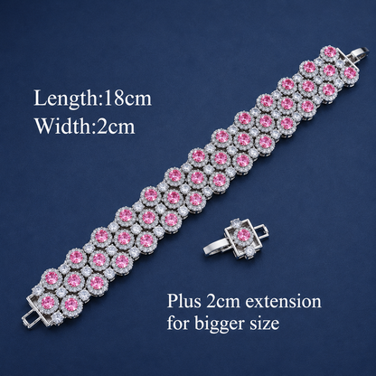 Royal Shine Zirconia Bracelet – Wide Sparkle Cuff for Women, Elegant Jewelry for Parties & Occasions