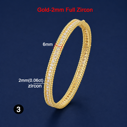 925 Sterling Silver Moissanite Bangle – GRA Certified, 2mm Thin, Luxury 18K Gold Plated Bracelet for Women