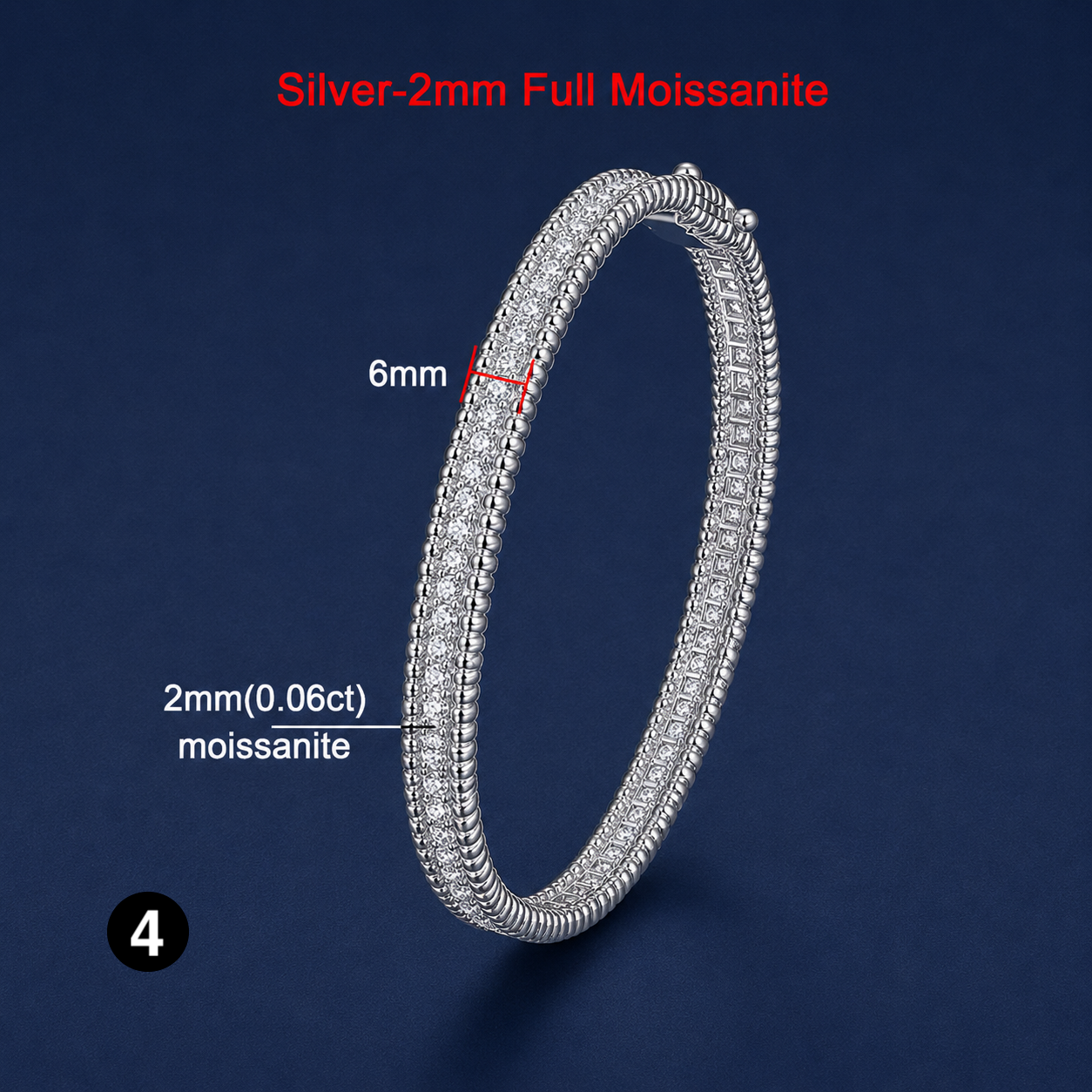 925 Sterling Silver Moissanite Bangle – GRA Certified, 2mm Thin, Luxury 18K Gold Plated Bracelet for Women