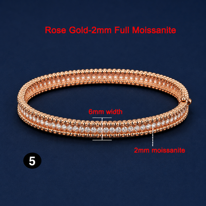925 Sterling Silver Moissanite Bangle – GRA Certified, 2mm Thin, Luxury 18K Gold Plated Bracelet for Women
